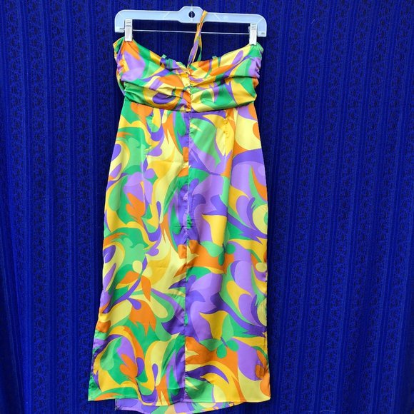 SOLD! NWT WeWoreWhat Tie Halter Saved by the Bell Dress- Medium - Picture 4 of 6